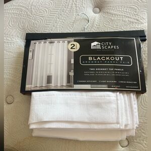 City Scapes White Blackout Curtain Panels